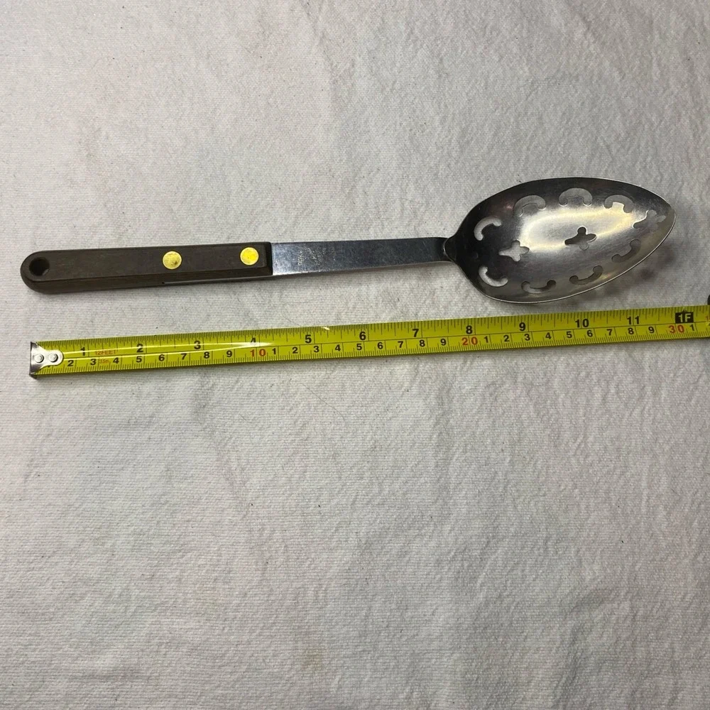 Lot Of Vintage Utica Slotted Spoon, Ladle And Spatula Wooden Handles Please Read